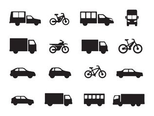 Transportation Icons silhouette vector art illustrtion 