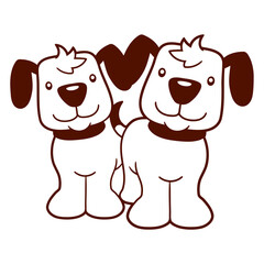 2 Dogs Team Standing Two Friends Crew Happy Funny Design Lover Art Vector Illustration Card T-Shirt Poster Sticker Graphic Print Decorative Drawing Isolated Logo Decoration Symbol Creative Cool Style
