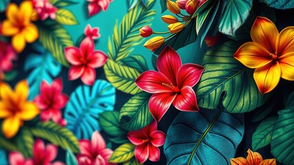 Tropical Floral Pattern Design - Bright, Bold, & Beautiful AI Art