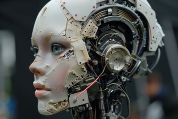 Fototapeta premium Female robot showing artificial intelligence and futuristic technology