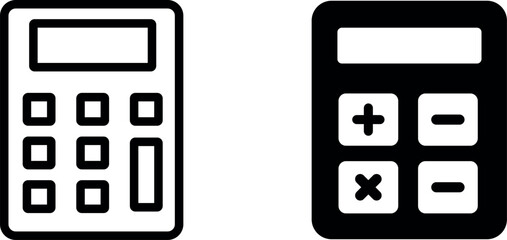 Calculator Vector Icon Set: Mathematical, Financial, and Computing Design Elements