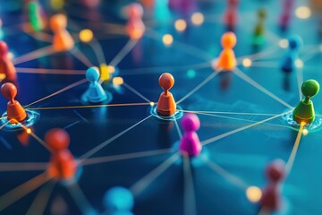 Network of interconnected colorful figures