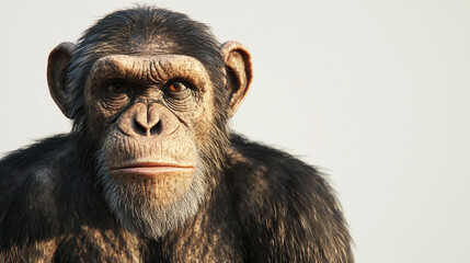Realistic chimpanzee clipart, detailed and isolated on a clean white background.