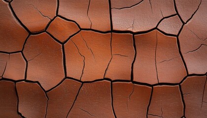 Cracked earth shows a textured surface of rich brown shades under bright light