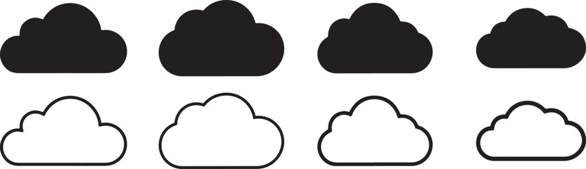 Cloud icon set vector on white background