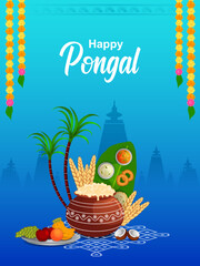 Happy Pongal festival of Tamil Nadu India background