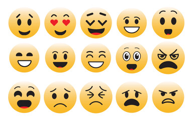 Modern emoji flat icon set vector art