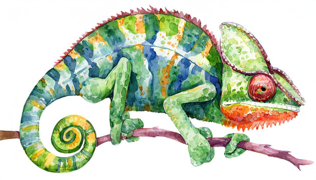 Kameleon na gałęzi ilustracja