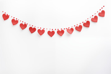 valentine border frame with red bunting party decoration heart shaped, valentine's day concept