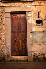 old wooden brown doors in old town