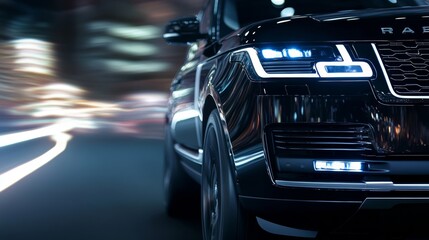 Fototapeta premium car on city road at night