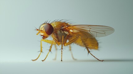 Fototapeta premium Macro Photography of a Golden Fly on a White Background
