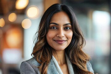 Obraz premium Portrait of a smiling indian businesswoman exuding confidence and success in a professional setting