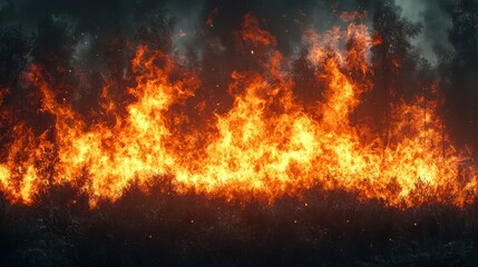 Fototapeta premium Intense flames erupting from black background high-resolution texture dramatic environment close-up viewpoint visual concept