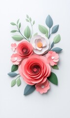 Fototapeta premium Detailed Floral Composition Made of Paper with Various Colors and Shapes for Creative Projects and Designs