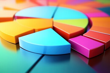 Obraz premium Colorful 3D pie chart data visualization