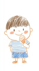 Charming Illustration of a Boy Enjoying an Ice Cream