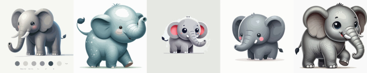 Obraz premium vector set of cute elephants