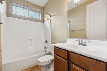 an interior view of a home bathroom