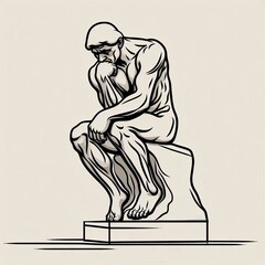 The Thinker in Clean Lines Rodin’s statue reimagined as a simp