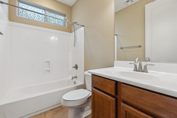 an interior view of a home bathroom