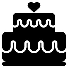 cake heart bakery dessert sweets food solid glyph icon