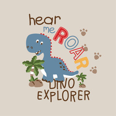 little dino vector illustration.T-shirt graphics for kids vector illustration