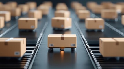 Fototapeta premium Automated system packaging car parts for shipping, streamlined and organized logistics