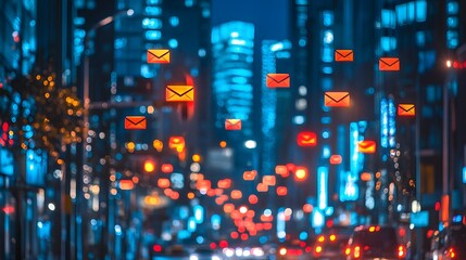 Digital Communication Concept with Email Notification Icons