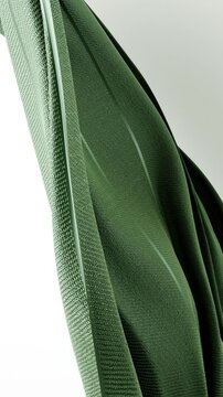Fabric wave looping motion. Abstract seamless animation minimal fashion scene. Satin green piece of cloth move on the wind 3d render