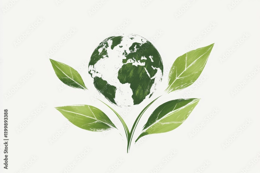Poster A simple depiction of a tree with a globe forming its canopy, drawn in a clean, modern style on a white background