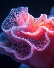 A macro photograph of a Venus flower basket sponge (Euplectella aspergillum)