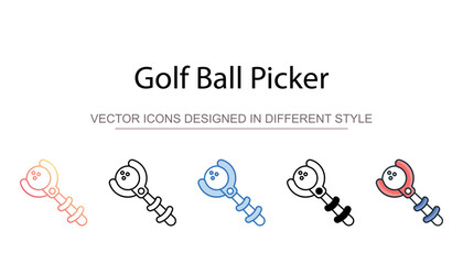 Golf Ball Picker icon design with white background stock illustration