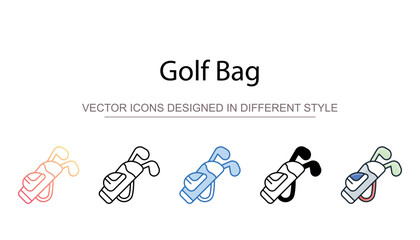 Golf Bag icon design with white background stock illustration