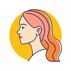 beautiful profile of young woman icon, beautiful profile of young woman vector, beautiful profile of young woman web icon, 