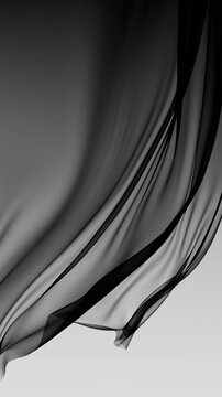 Black veil fluttering in the wind looping animation. Flying fabric seamless dark background