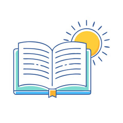 book and sun icon, book and sun vector illustration-simple illustration of book and sun, perfect for book and sun logos and themed design 