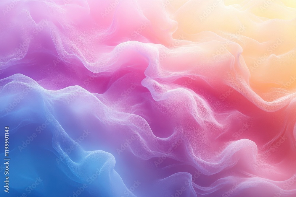 Poster vibrant abstract waves of color blending seamlessly in a soft gradient display
