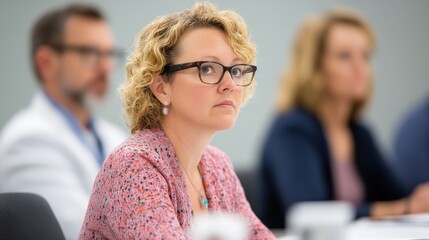 Consultants collaborate on genomic medicine standards conference room panel discussion professional environment expert viewpoint healthcare innovations