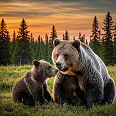 Fototapeta premium brown bear in the forest