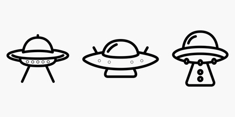 ufo outline or line icon design bundle.