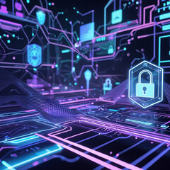 "Futuristic Digital Transformation and AI Cybersecurity Concept"