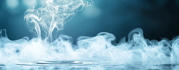 Fototapeta premium spray water drop droplet steam fog air, Steam and water droplets create serene, minimalist atmosphere with fog