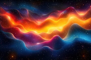 Obraz premium Colorful cosmic waves create a mesmerizing and vibrant energy in the vast universe at night