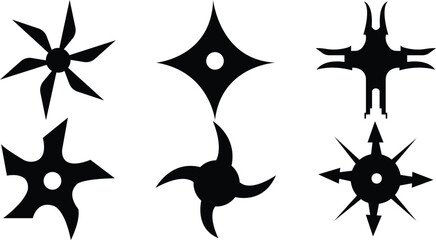 Set line hand grenade, Japanese ninja shuriken and icon vector,Star shuriken icon vector with trendy design,Ninja shuriken icon © Mudassar