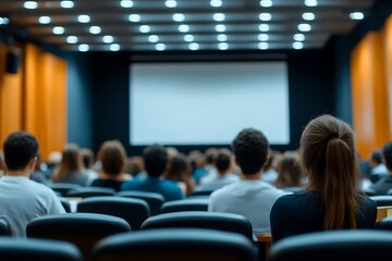 Audience at College Seminar Viewing Screen