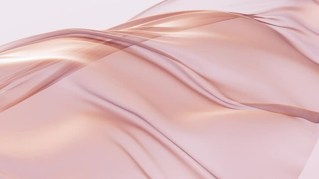 Minimalist abstract background with flowing, smooth fabric with soft gradient. Elegant fluttering veil with subtle shimmer. Seamless beauty animation