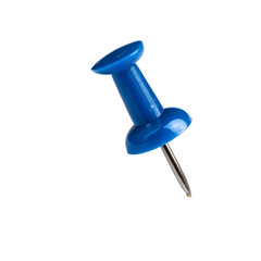 Single Blue Push Pin Isolated Black Background Office Supply tack note item macro sharp point metal 