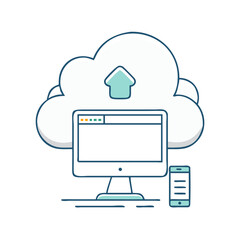 computer cloud icon, computer cloud vector illustration-simple illustration of computer cloud, perfect for computer cloud logos and themed design 