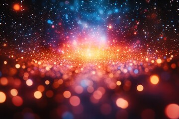 Vibrant cosmic landscape with bright glowing stars and colorful nebula at night